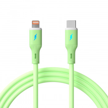 Akyga AK-USB-73 silikónový kábel USB-C na Lightning, USB 2.0, 30 W, 1 m, zelený