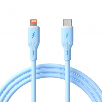 Akyga AK-USB-72 silikónový kábel USB-C na Lightning, USB 2.0, 30 W, 1 m, modrý