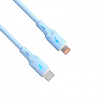 Akyga AK-USB-72 silikónový kábel USB-C na Lightning, USB 2.0, 30 W, 1 m, modrý