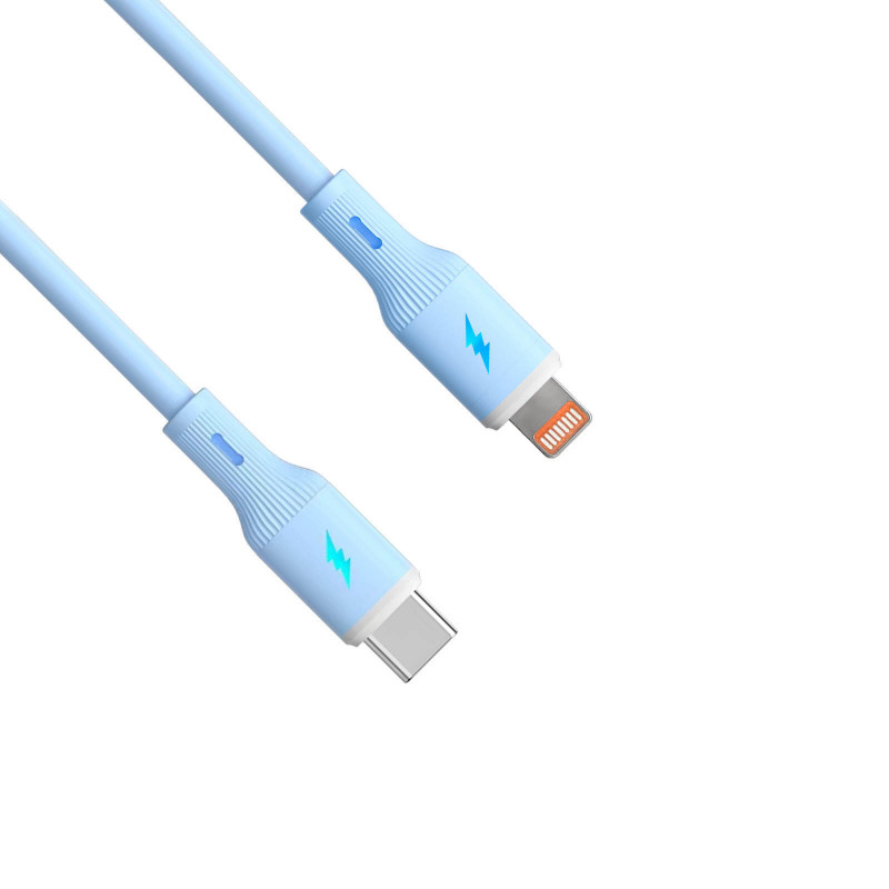 Akyga AK-USB-72 silikónový kábel USB-C na Lightning, USB 2.0, 30 W, 1 m, modrý