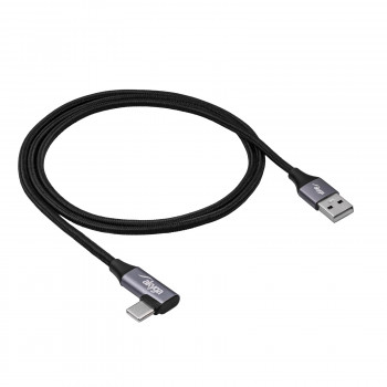 Akyga AK-USB-74 pletený kábel USB-A na uhlový USB-C, USB 2.0, 60 W, 1 m, čierny