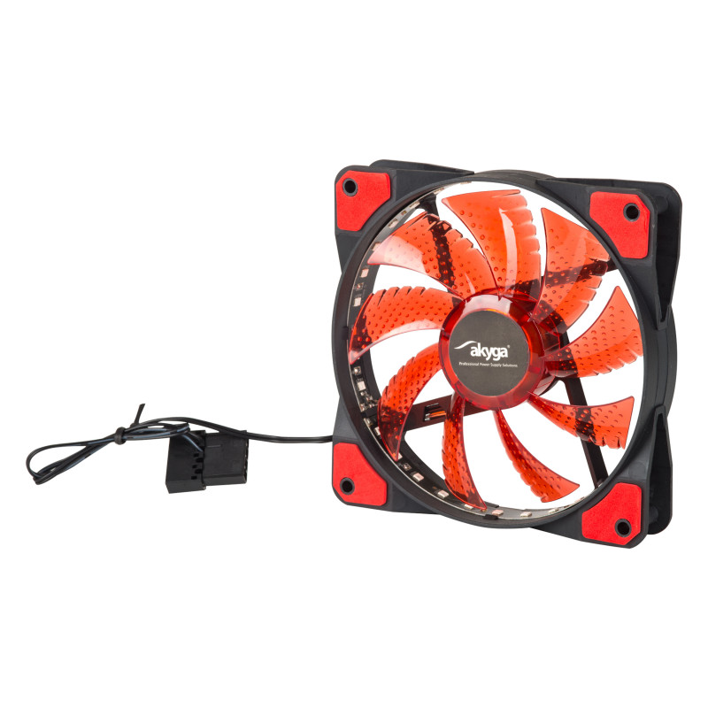 Akyga AW-12E-BR 120 mm skriňový ventilátor, 33 červených LED, Molex, čierny