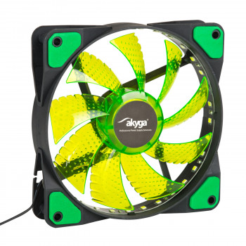 Akyga AW-12E-BG 120 mm skriňový ventilátor, 33 zelených LED, Molex, čierny