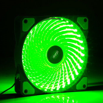 Akyga AW-12E-BG 120 mm skriňový ventilátor, 33 zelených LED, Molex, čierny