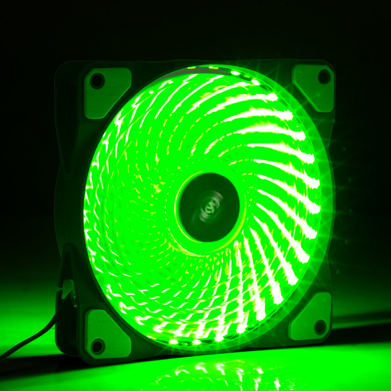Akyga AW-12E-BG 120 mm skriňový ventilátor, 33 zelených LED, Molex, čierny
