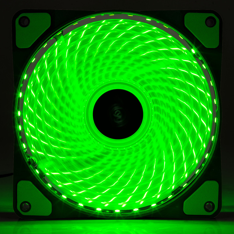 Akyga AW-12E-BG 120 mm skriňový ventilátor, 33 zelených LED, Molex, čierny