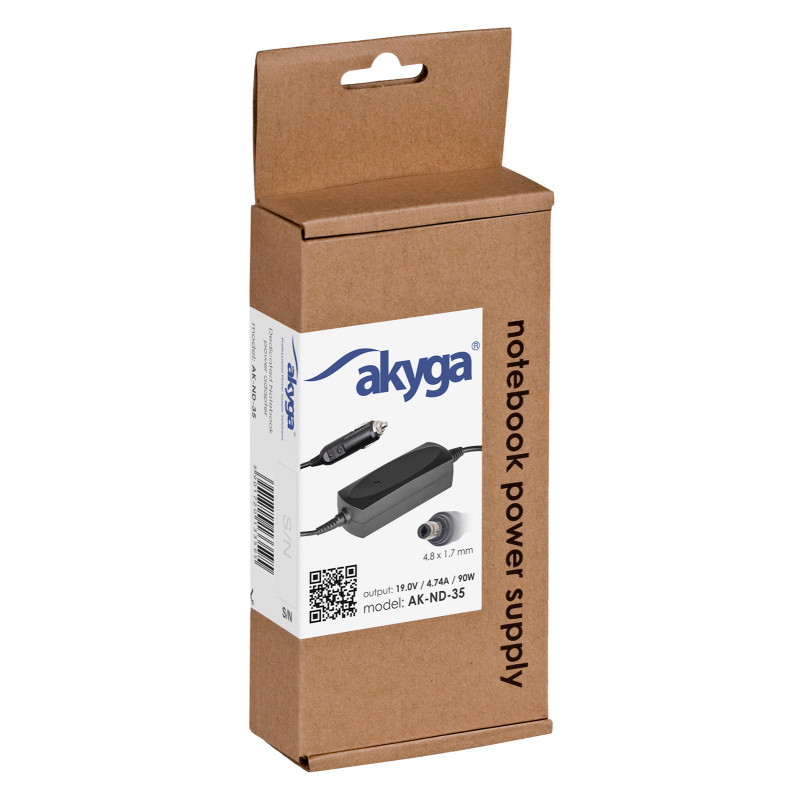Akyga AK-ND-35 autonabíjačka pre notebook 19 V / 4,74 A, 90 W, 4,8 x 1,7 mm, pre HP