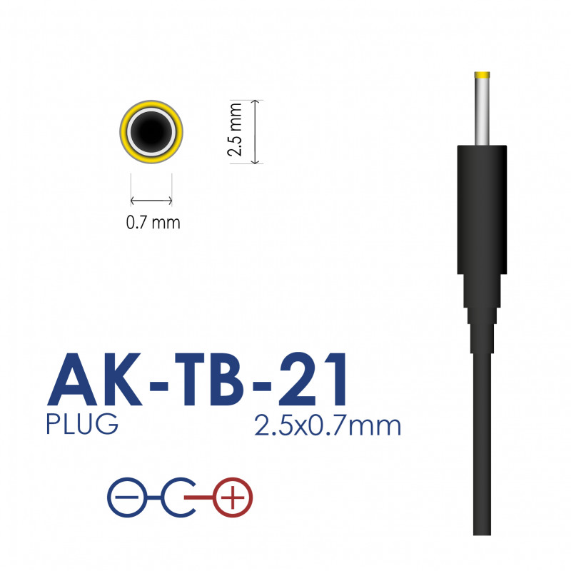 Akyga AK-TB-21 univerzálny napájací zdroj 5 V / 2 A 10 W, DC 2,5 x 0,7 mm, 1,5 m, čierny