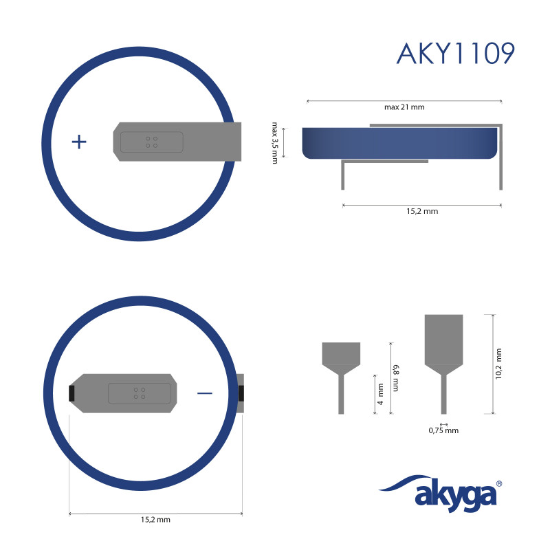 Akyga AKY1109 CR2032 HP2B lítiová batéria 3 V 210 mAh s 2 pinmi, rozteč 15,2 mm (THT)