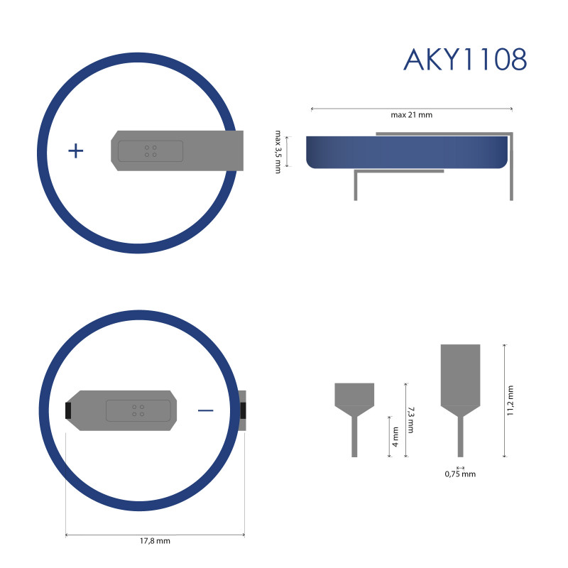 Akyga AKY1108 CR2032 HP2C lítiová batéria 3 V 210 mAh s 2 pinmi, rozteč 17,8 mm (THT)
