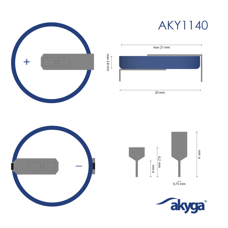 Akyga AKY1140 CR2032 HP2D lítiová batéria 3 V 210 mAh s 2 pinmi, rozteč 20 mm