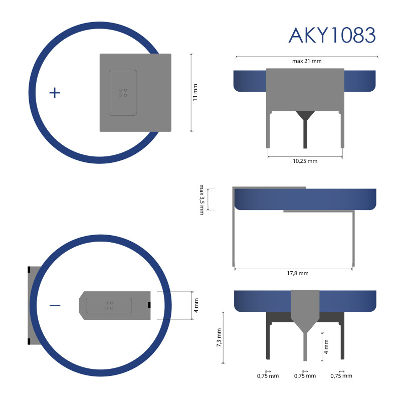 Akyga AKY1106 CR2032 HP3B lítiová batéria 3 V 210 mAh s 3 pinmi, rozteč 15,2 mm (THT)
