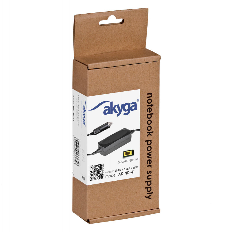 Akyga AK-ND-41 auto napájací zdroj pre notebook 20 V / 3,25 A, 65 W, Slim Tip, pre Lenovo