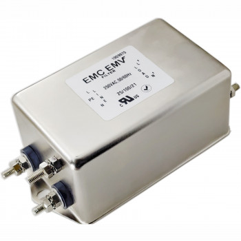 Akyga EN2020-30-S jednofázový EMC filter, 30 A, 120-250 V AC, 50/60 Hz, M4 skrutkové svorky