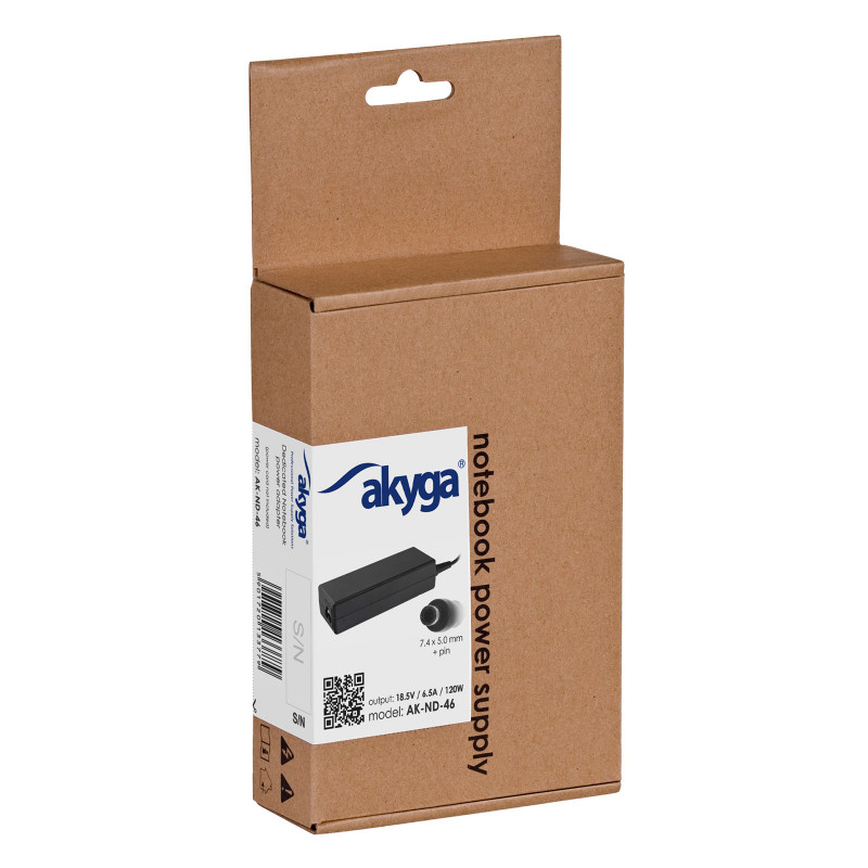 Akyga AK-ND-46 napájací zdroj pre notebook 18,5 V / 6,5 A, 120 W, 7,4 x 5,0 mm + pin, 1,2 m, pre HP
