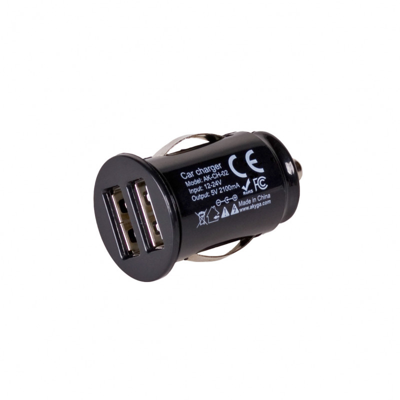 Auto nabíjačka 12/24V Akyga AK-CH-02 10,5W 2x USB-A 5V / 2,1A čierna