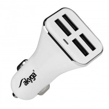 Auto nabíjačka 12/24V Akyga AK-CH-09 34W 4x USB-A 5V / 6.8A biela