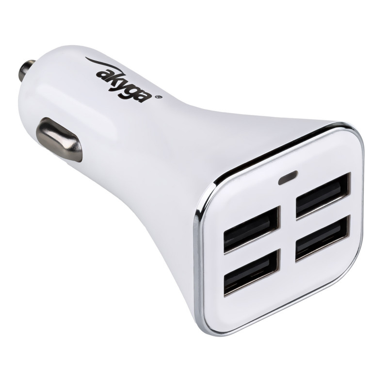 Auto nabíjačka 12/24V Akyga AK-CH-09 34W 4x USB-A 5V / 6.8A biela