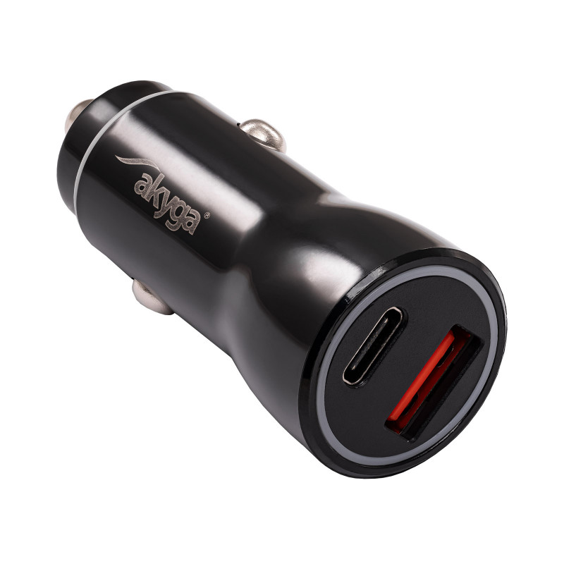 Auto nabíjačka 12/24V Akyga AK-CH-16 36W USB-A + USB-C PD Quick Charge 3.0 5-12V / 1,5-3A čierna