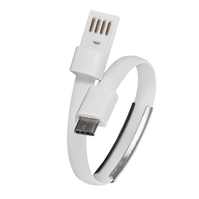 Akyga AK-AD-47 náramkový USB kábel, USB-C (m) / USB-A, USB 2.0, 23 cm, biely