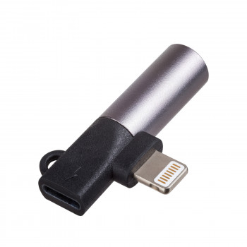 Akyga AK-AD-63 adaptér Lightning (m) na Lightning (f) + 3,5 mm jack konektor samica, čierny