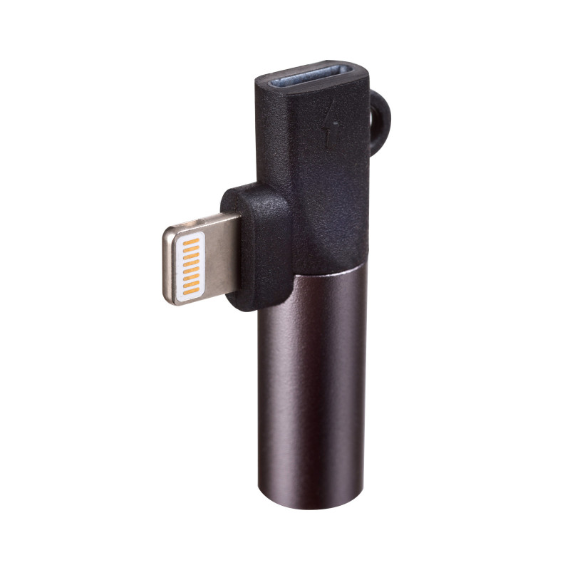 Akyga AK-AD-63 adaptér Lightning (m) na Lightning (f) + 3,5 mm jack konektor samica, čierny