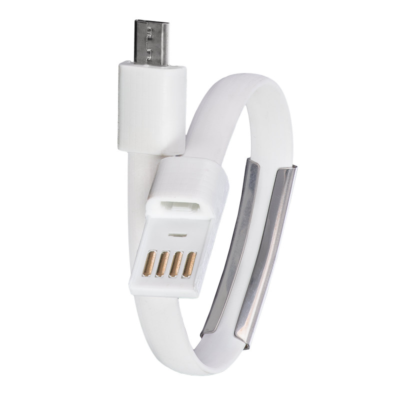 Akyga AK-AD-34 náramkový USB kábel, Micro-USB-B (m) / USB-A, USB 2.0, 23 cm, biely