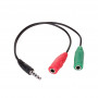 Akyga AK-AV-08 audio splitter kábel Mini jack (M) na 2x Mini jack (F), 15 cm, čierny