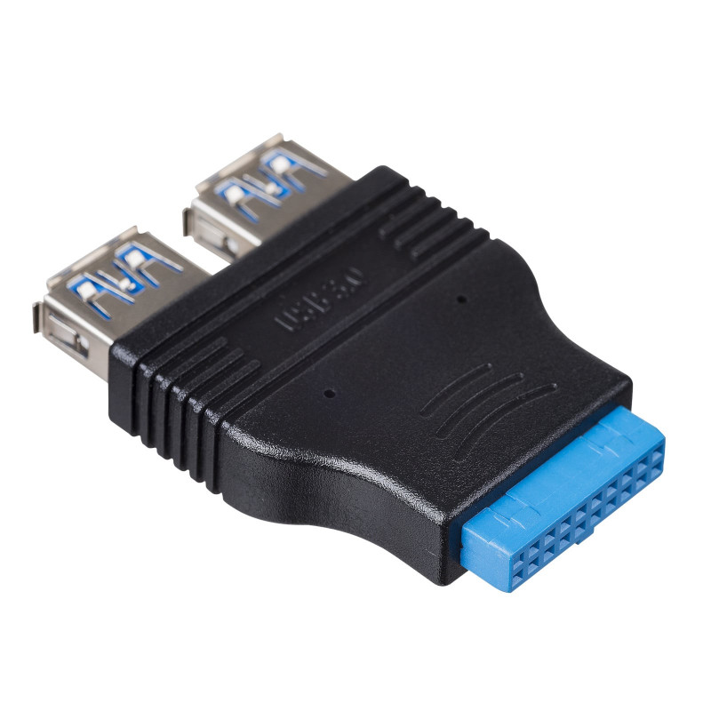 Akyga AK-CA-58 interný USB 3.0 19-pin header (F) na 2x USB-A 3.0 (F) adaptér