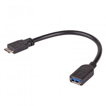 Akyga AK-AD-30 OTG adaptérový kábel USB-A 3.0 (konektor samica) na Micro-USB 3.0 (konektor samec), 15 cm, čierny