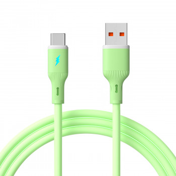 Akyga AK-USB-64 USB kábel USB-A (m) / USB-C (m), USB 2.0, 18W, 1 m, zelený, silikón