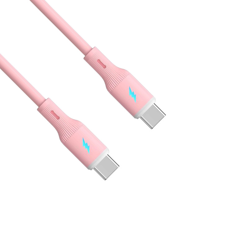 Akyga AK-USB-66 USB kábel USB-C (m) / USB-C (m), USB 2.0, 60W, 1 m, ružový, silikón