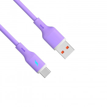 Akyga AK-USB-65 USB kábel USB-A (m) / USB-C (m), USB 2.0, 18W, 1 m, fialový, silikón