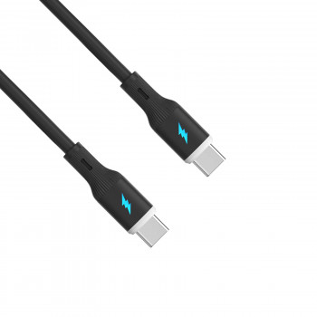 Akyga AK-USB-67 USB kábel USB-C (m) / USB-C (m), USB 2.0, 60W, 1 m, čierny, silikón