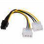 Akyga AK-CA-13 2x Molex (M) na PCIe 6-pin (F) napájací adaptérový kábel, 15 cm