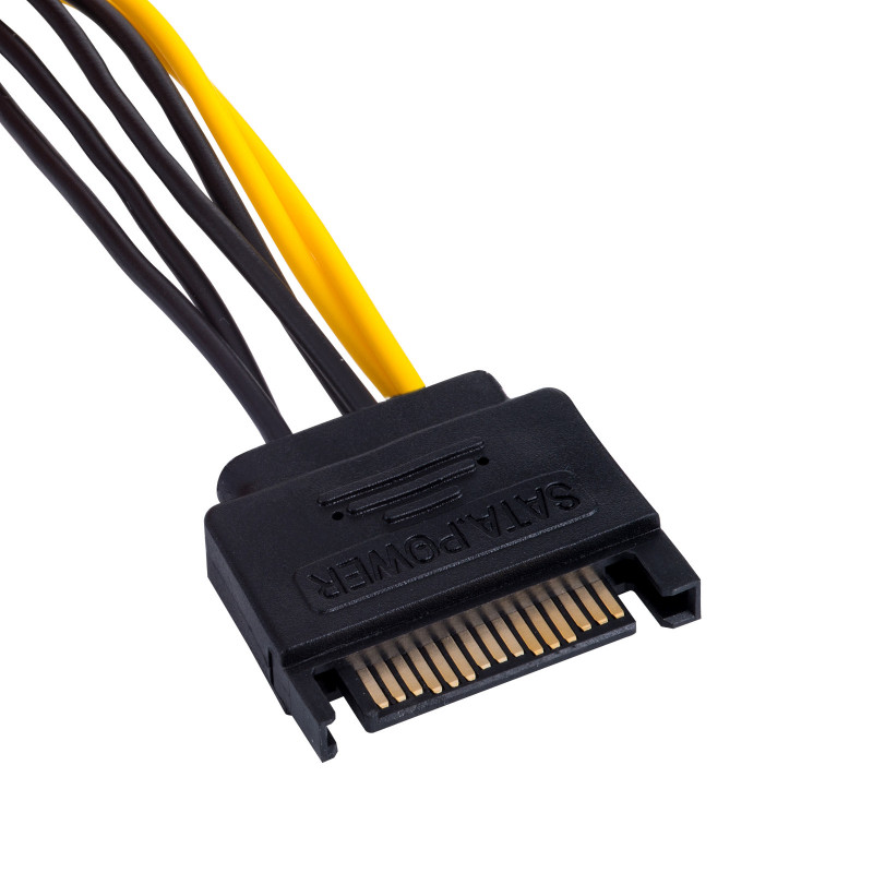 Akyga AK-CA-30 SATA napájanie (M) na PCIe 6-pin (F) adaptérový kábel, 15 cm