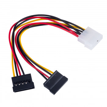 Akyga AK-CA-16 Molex (M) na 2x SATA napájanie (F) rozbočovací kábel, 15 cm