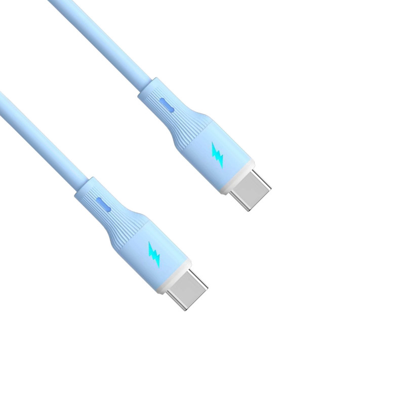 Akyga AK-USB-68 USB kábel USB-C (m) / USB-C (m), USB 2.0, 60W, 1 m, modrý, silikón