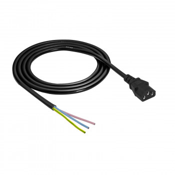 Akyga AK-OT-02A napájací kábel IEC C13 na otvorený koniec, CCA 3 x 0,5 mm², 1,5 m, čierny