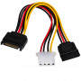 Akyga AK-CA-32 napájací rozbočovací kábel SATA (konektor samec) na SATA (konektor samica) + Molex (konektor samica), 2x 15 cm