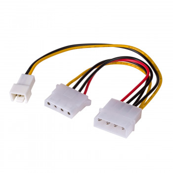 Akyga AK-CA-35 napájací rozbočovač ventilátora Molex (konektor samica) na Molex (konektor samec) + 3-pin 12 V (konektor samec), 2x 15 cm
