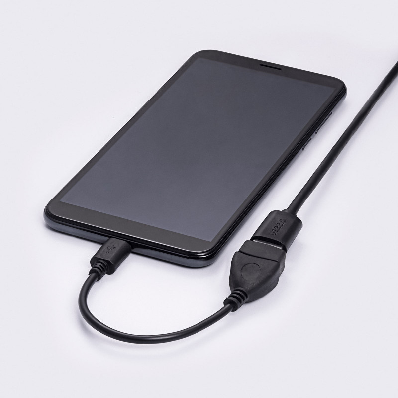 Akyga AK-AD-09 Micro USB-B (M) na USB-A (F) OTG adaptérový kábel, 15 cm, čierna
