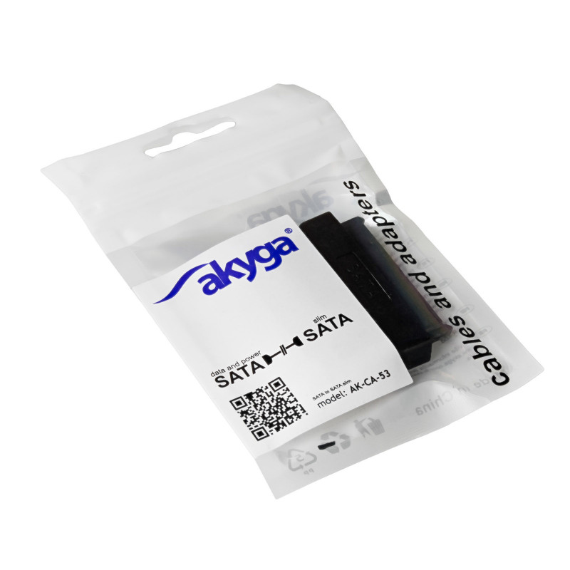 Akyga AK-CA-53 adaptér Slim-SATA (konektor samec) na SATA 22-pin (konektor samica), čierny