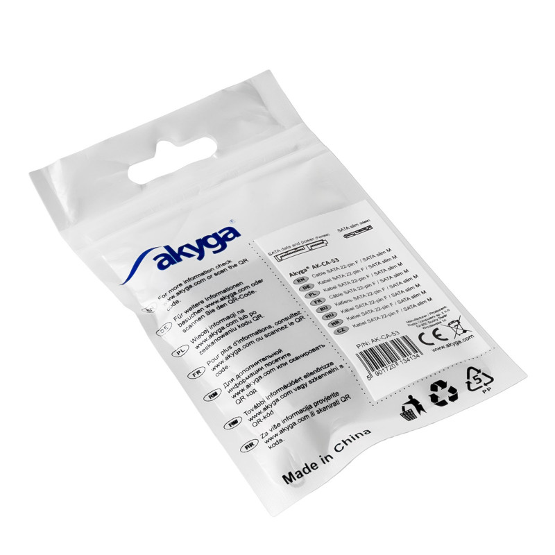 Akyga AK-CA-53 adaptér Slim-SATA (konektor samec) na SATA 22-pin (konektor samica), čierny