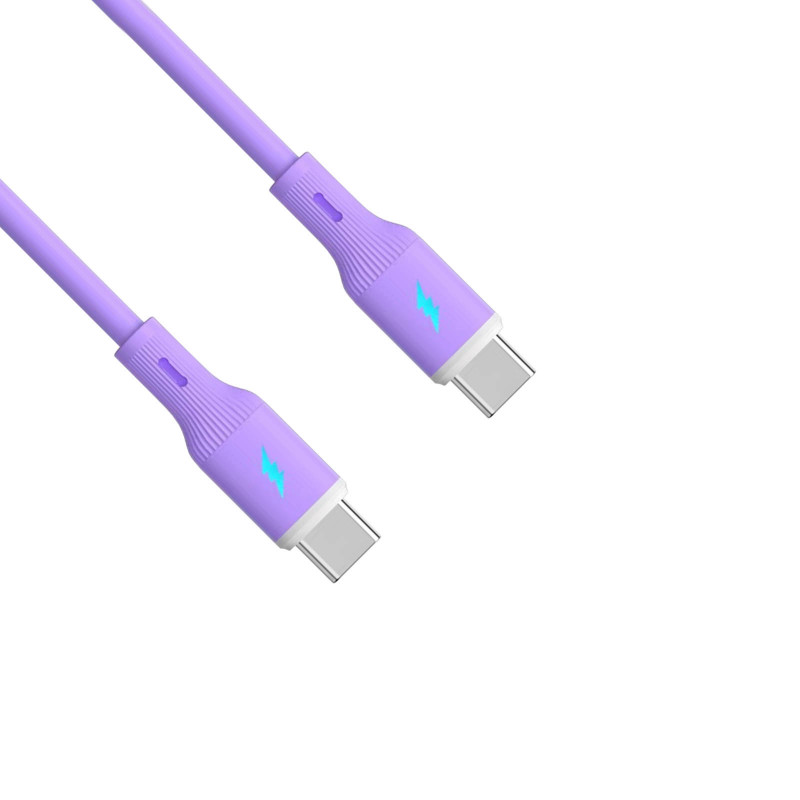 Akyga AK-USB-70 USB kábel USB-C (m) / USB-C (m), USB 2.0, 60W, 1 m, fialový, silikón