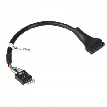Akyga AK-CA-75 interný adaptérový kábel USB 2.0 9-pin (M) na USB 3.0 19-pin (F) header, 20 cm, čierny