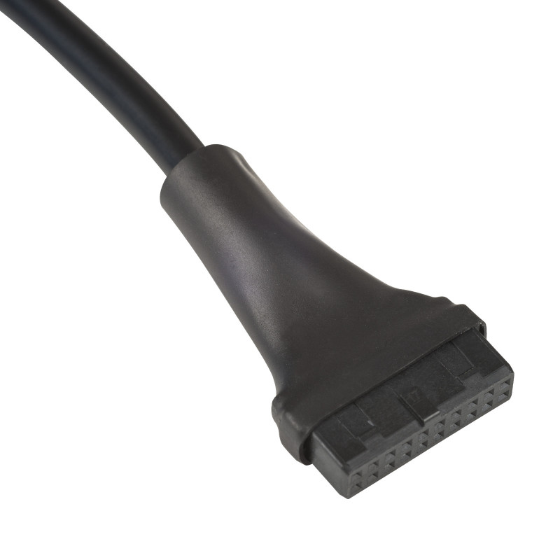 Akyga AK-CA-75 interný adaptérový kábel USB 2.0 9-pin (M) na USB 3.0 19-pin (F) header, 20 cm, čierny