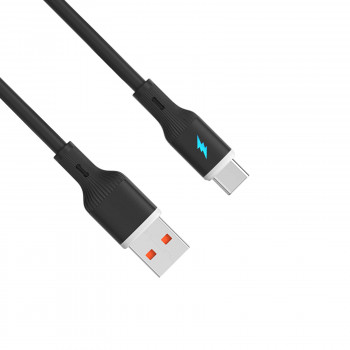 Akyga AK-USB-62 USB kábel USB-A (m) / USB-C (m), USB 2.0, 18W, 1 m, čierny, silikón