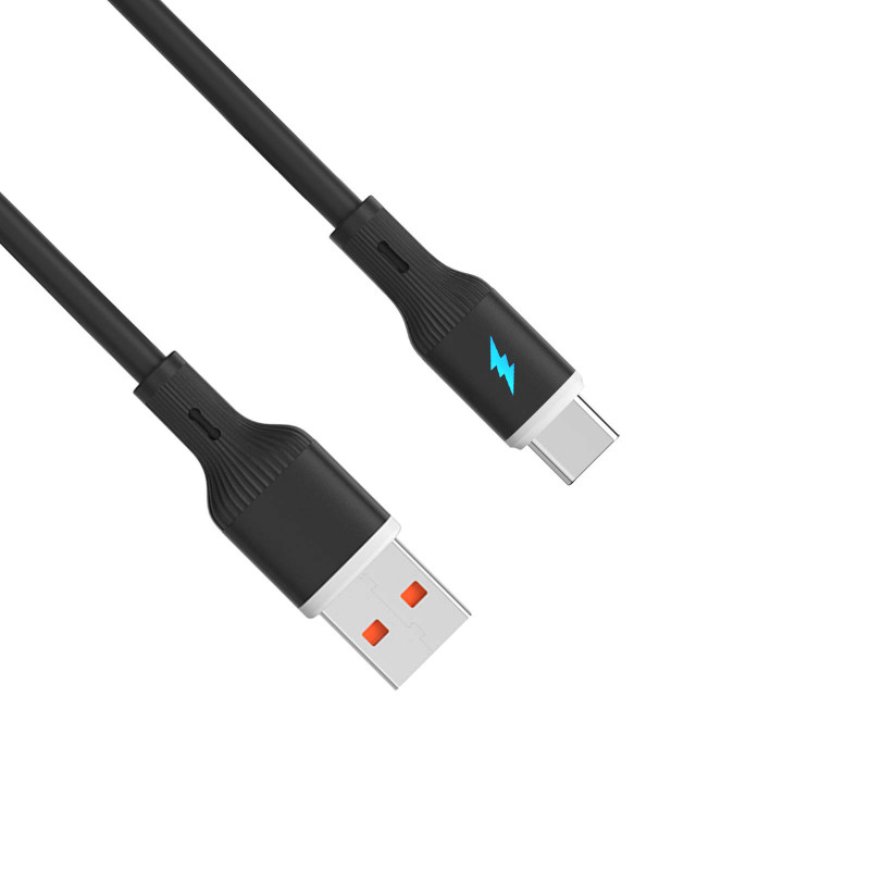 Akyga AK-USB-62 USB kábel USB-A (m) / USB-C (m), USB 2.0, 18W, 1 m, čierny, silikón