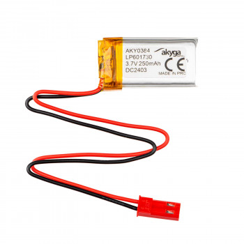 Akyga AKY0384 LP601730 Li-Po batéria 3,7 V 250 mAh s PCM, JST 2,54 mm 2-pin konektor, 150 mm kábel